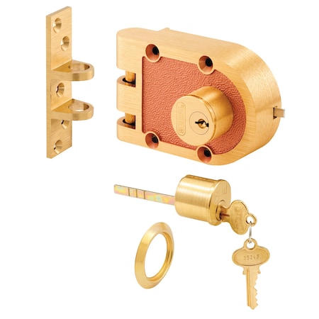Prime-Line Bronze Deadlock, 687A, Double Cylinder, Flat Strike, Brass (Single Pack) SE 19326